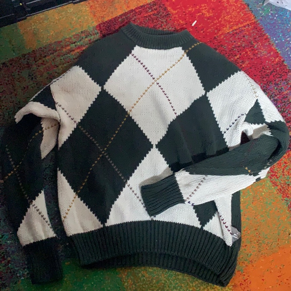 Heavy Knit Argyle Sweater